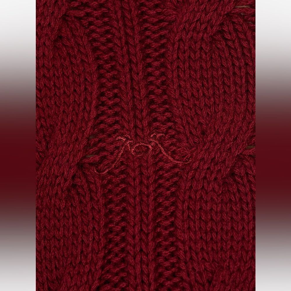Rowen Rose Round Neck Knit Sweater in Bordeaux Size S - Picture 2 of 9